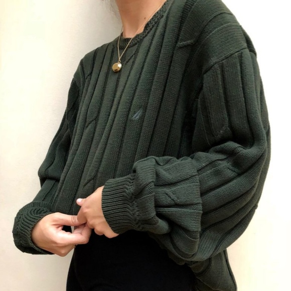 Nautica Other - Men's Nautica Green Ribbed Thick Knit Sweater